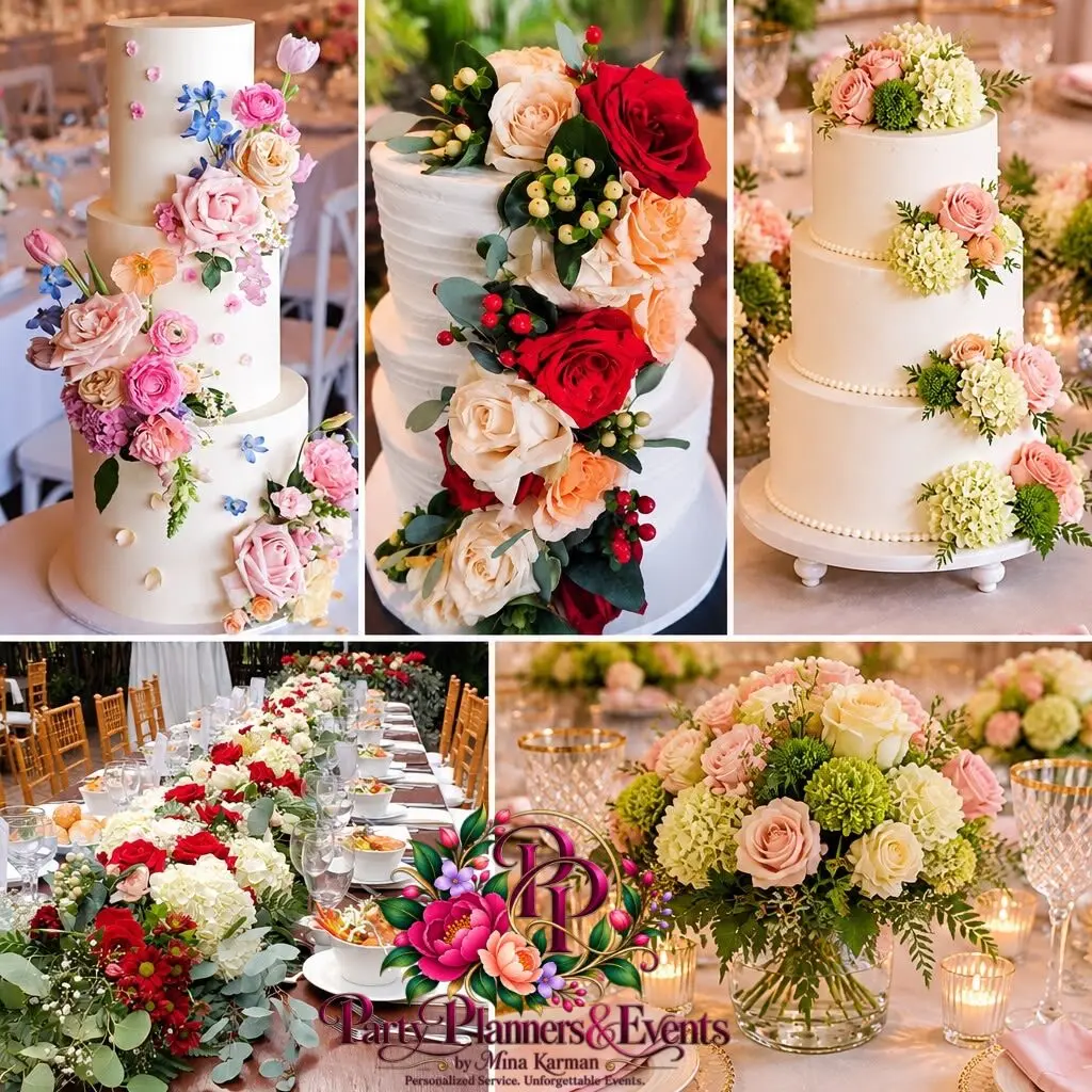 Floral cake and garden table styling, 1 of 8