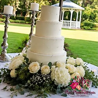 Floral cake and garden table styling, 7 of 8